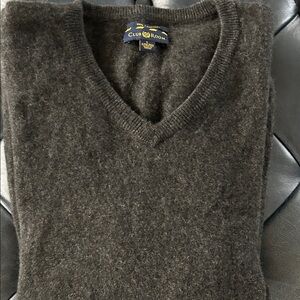 Club Room Men's 100%Cashmere Charcoal V-Neck Sweater size L